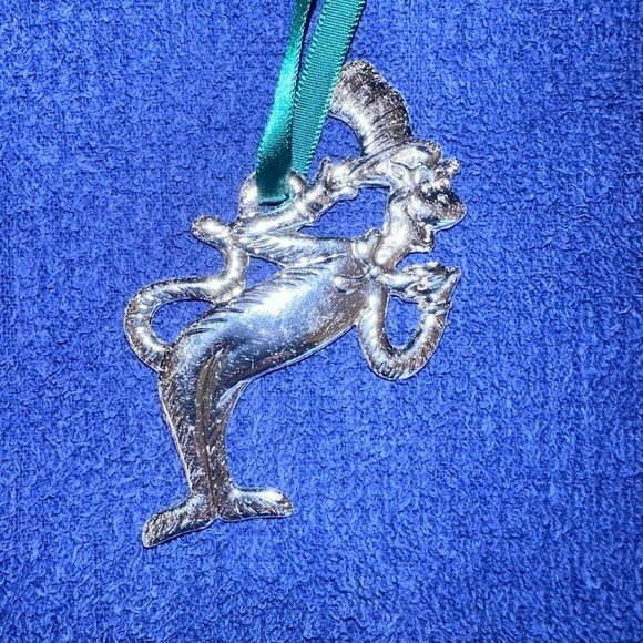 NEW Vintage Cat In The Hat Christmas Tree Ornament Dr Seuss Silver Plated Set - Picture 4 of 11